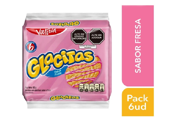 GALLETAS GLACITAS FRESA PACK X 6 UN