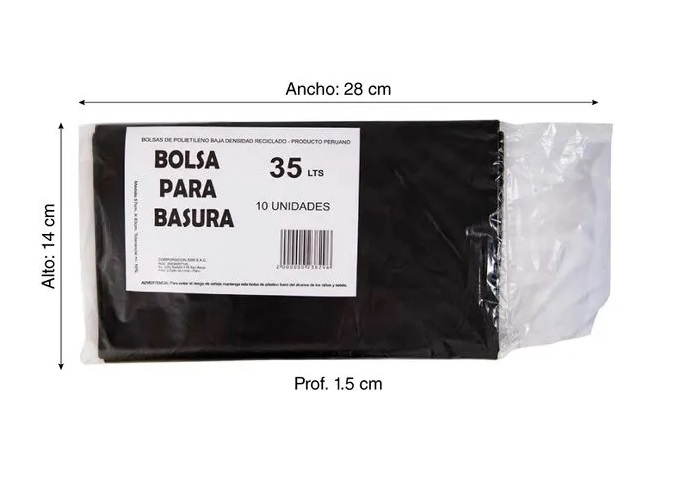 BOLSA PARA BASURA 35 LT GE X 10 UND